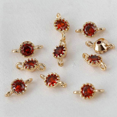 4*8 MM 14K pozlaćeni mesing sa cirkonom 2 rupe Privjesci Konektor Okrugli privjesci Privjesci Pribor za izradu nakita Diy Finding