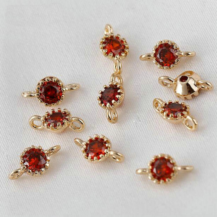 4*8 MM 14K pozlaćeni mesing sa cirkonom 2 rupe Privjesci Konektor Okrugli privjesci Privjesci Pribor za izradu nakita Diy Finding