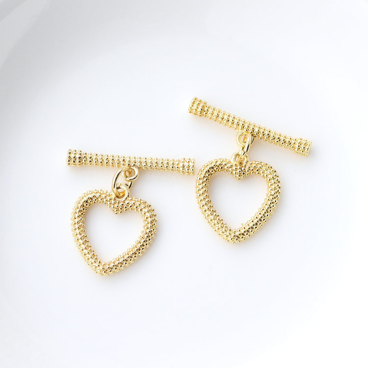 Mjedena narukvica u obliku srca od 14K pozlaćene O preklopne kopče Visokokvalitetni dodaci za nakit „uradi sam“