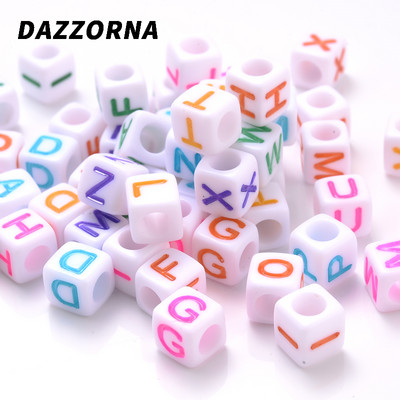 100 vnt kubo abėcėlės akrilo karoliukai 6x6 mm spalvos aukso raidžių karoliukai papuošalų kūrimas apyrankėms karoliai pasidaryk pats didmeninė prekyba