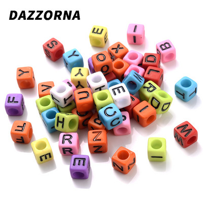 100 vnt kubo abėcėlės akrilo karoliukai 6x6 mm spalvos aukso raidžių karoliukai papuošalų kūrimas apyrankėms karoliai pasidaryk pats didmeninė prekyba