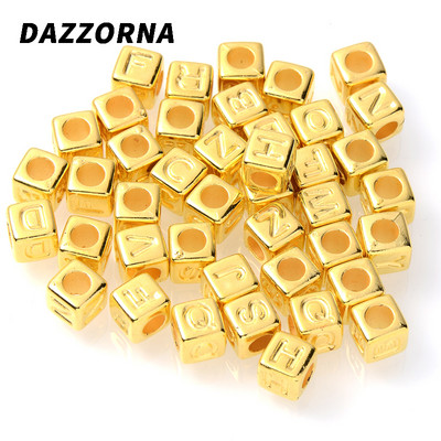100 vnt kubo abėcėlės akrilo karoliukai 6x6 mm spalvos aukso raidžių karoliukai papuošalų kūrimas apyrankėms karoliai pasidaryk pats didmeninė prekyba