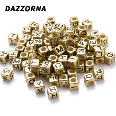 100 vnt kubo abėcėlės akrilo karoliukai 6x6 mm spalvos aukso raidžių karoliukai papuošalų kūrimas apyrankėms karoliai pasidaryk pats didmeninė prekyba