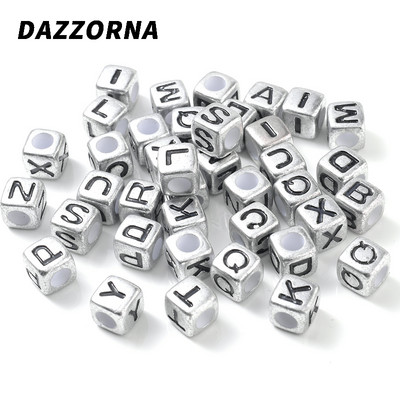 100 vnt kubo abėcėlės akrilo karoliukai 6x6 mm spalvos aukso raidžių karoliukai papuošalų kūrimas apyrankėms karoliai pasidaryk pats didmeninė prekyba