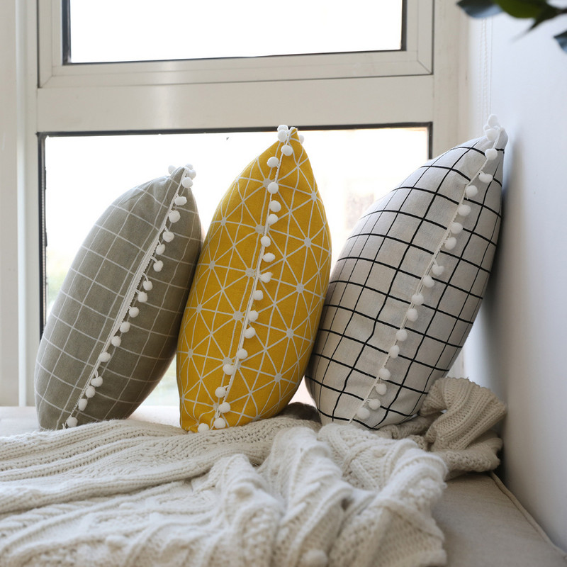 Geometrijski jastuk Žuta geometrija Ukrasni jastuci Lanena jastučnica Kreativna kućna dekoracija za kauč 45x45 cm