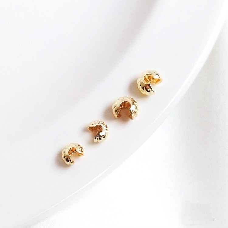 50 vnt. 14K aukso spalvos moliūgų gofruoti dangteliai užsegimai suvynioti laido sagčių jungtys Tinka apyrankės karoliai papuošalams gaminti