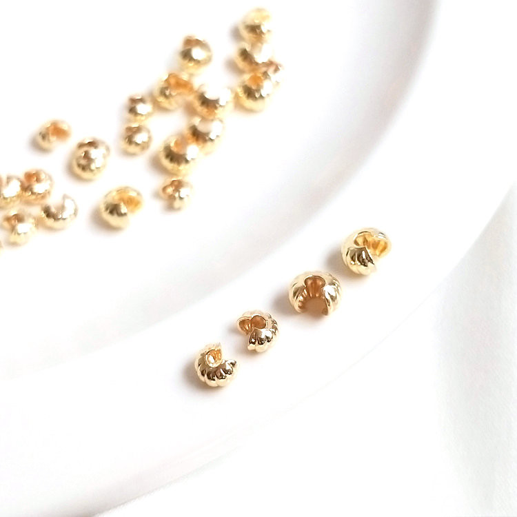 50 vnt. 14K aukso spalvos moliūgų gofruoti dangteliai užsegimai suvynioti laido sagčių jungtys Tinka apyrankės karoliai papuošalams gaminti