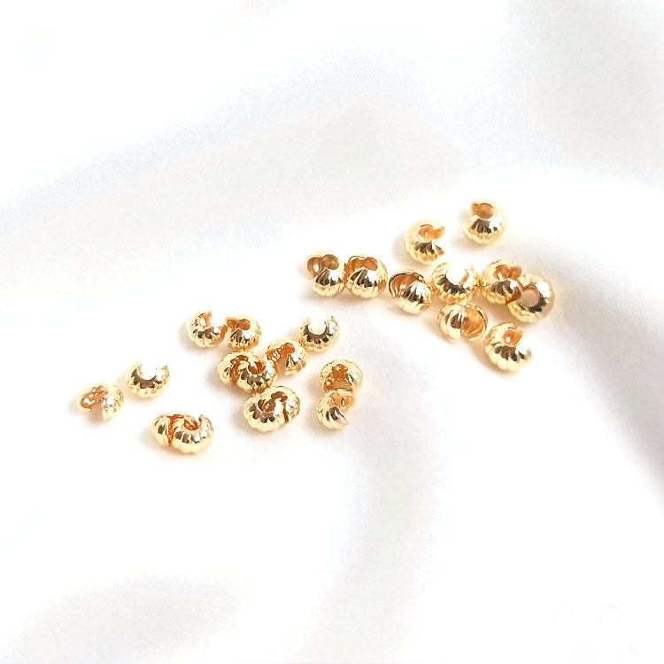 50 vnt. 14K aukso spalvos moliūgų gofruoti dangteliai užsegimai suvynioti laido sagčių jungtys Tinka apyrankės karoliai papuošalams gaminti