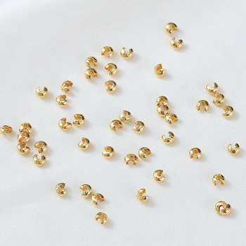 50PCS 3mm/4mm златен цвят Отворени гофрирани мъниста Капаци Кримпвани крайни мъниста Стопер Дистанционни мъниста за консумативи за правене на бижута Направи си сам