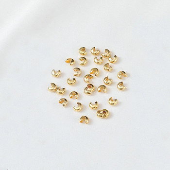 50PCS 3mm/4mm златен цвят Отворени гофрирани мъниста Капаци Кримпвани крайни мъниста Стопер Дистанционни мъниста за консумативи за правене на бижута Направи си сам