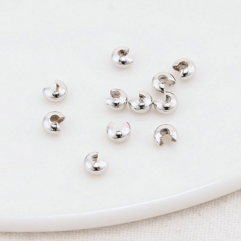 50PCS 3mm/4mm златен цвят Отворени гофрирани мъниста Капаци Кримпвани крайни мъниста Стопер Дистанционни мъниста за консумативи за правене на бижута Направи си сам