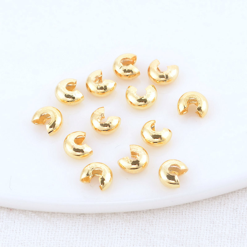 50 KOM 3mm/4mm 18k zlatne boje otvorene perle naborane navlake perle na naboranim krajevima Perle odstojnika za čep za DIY pribor za izradu nakita