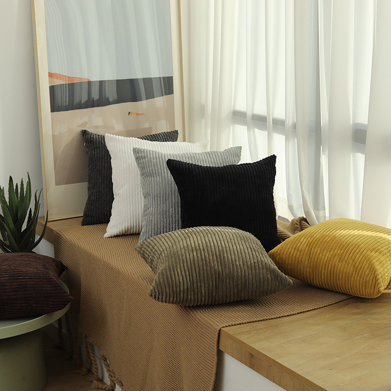 Husă de pernă cu bandă de porumb de culoare solidă Față de pernă simplă de pluș Față de pernă pentru canapea din catifea multicoloră Decor pentru acasă Perne decorative