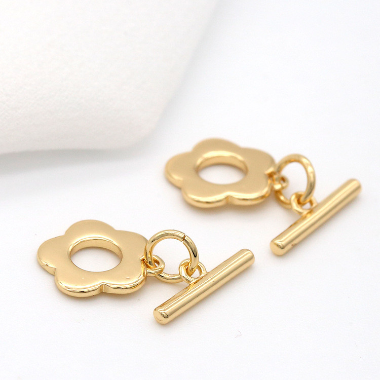 4 kompleta 13x18 MM 14K pozlaćene mjedene cvjetne narukvice O preklopne kopče Visokokvalitetni dodaci za nakit „uradi sam“