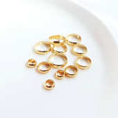 10 vnt 4 mm 6 mm 8 mm 10 mm 14 k aukso spalvos žalvario karoliukai su 2 skylutėmis ovalios jungties pakabukai Aukštos kokybės „pasidaryk pats“ papuošalų priedai