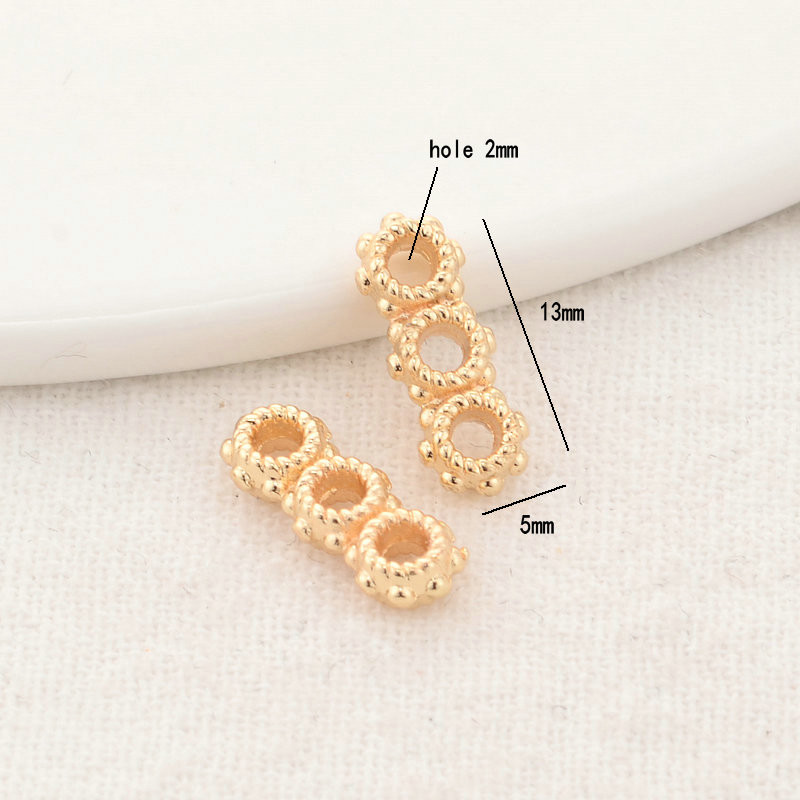 5*13MM 14K pozlaćeni Okrugli 3 rupe Connect Charms Privjesci Narukvica Ogrlica Pribor za izradu nakita Diy dodaci