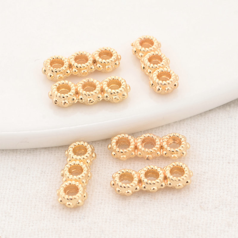 5*13MM 14K pozlaćeni Okrugli 3 rupe Connect Charms Privjesci Narukvica Ogrlica Pribor za izradu nakita Diy dodaci