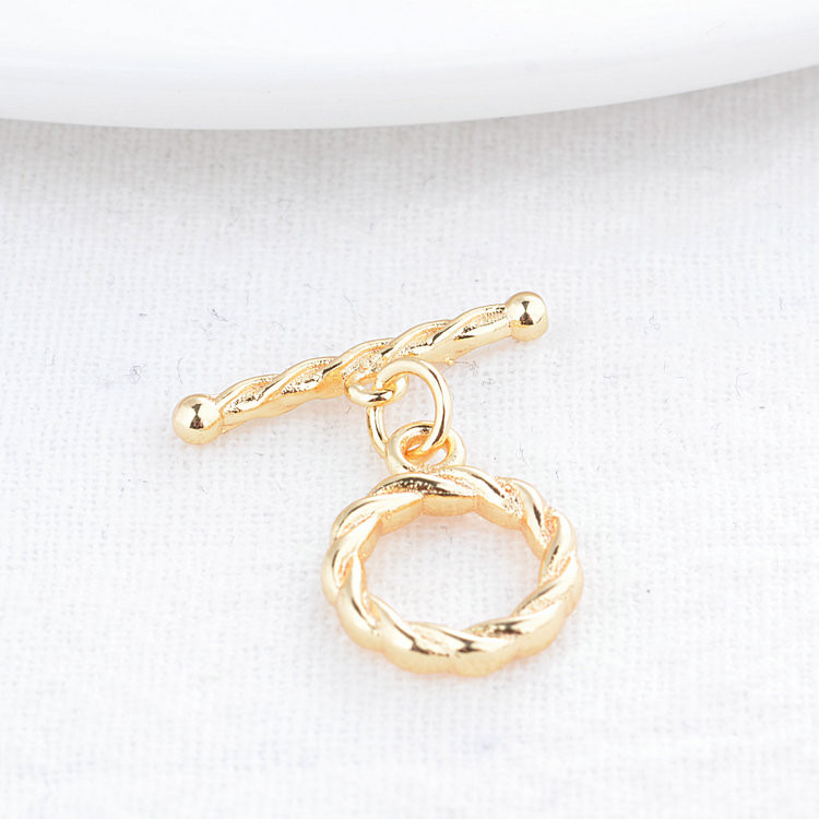 11,5*18,5 mm-es 14K aranyozott sárgaréz kerek karkötő O billenőkapcsok Kiváló minőségű barkács ékszerkészítési kellékek