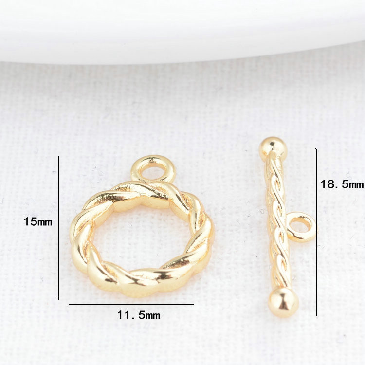 11,5*18,5 mm-es 14K aranyozott sárgaréz kerek karkötő O billenőkapcsok Kiváló minőségű barkács ékszerkészítési kellékek