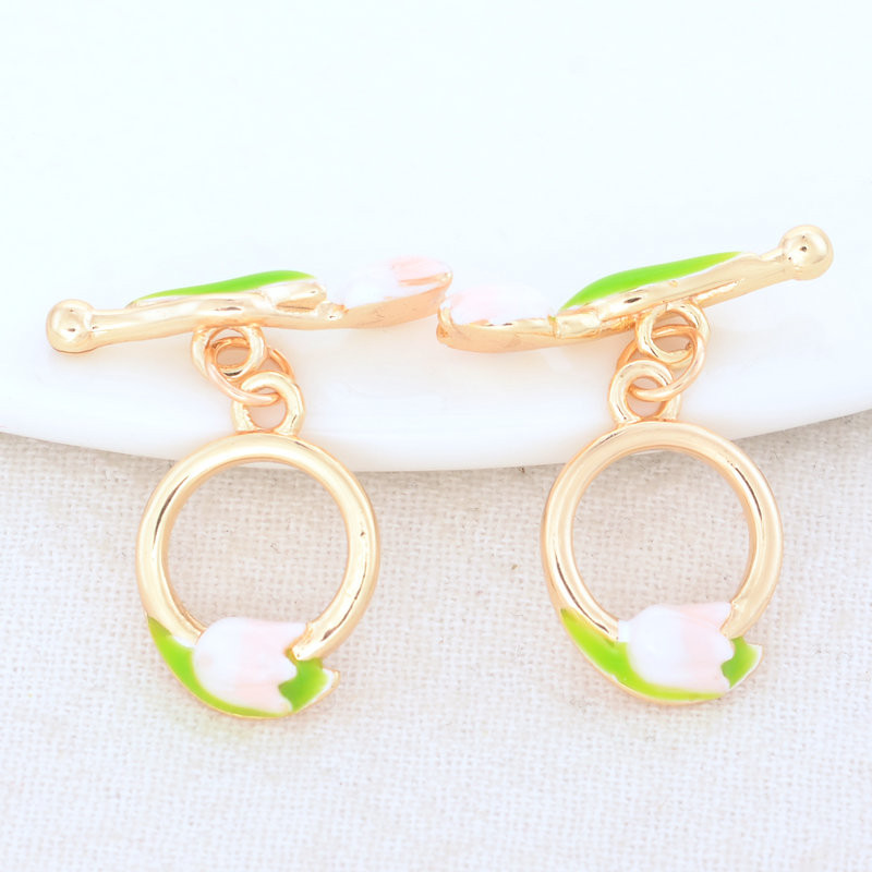 18*21.5MM 14K aranyozott sárgaréz virág karkötő O billenőkapcsok Kiváló minőségű barkács ékszerkészítési kellékek
