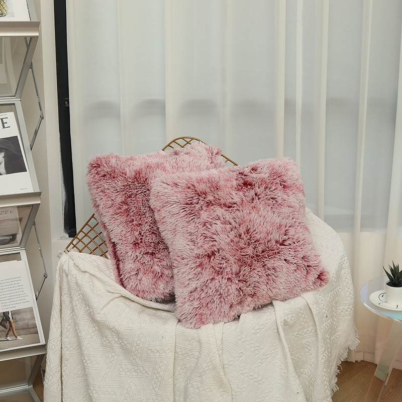 Puha tömör bolyhos párnahuzat dekoratív kanapé párnahuzat otthoni párnahuzat fehér rózsaszín szürke bozontos szőr párnahuzat 45x45cm