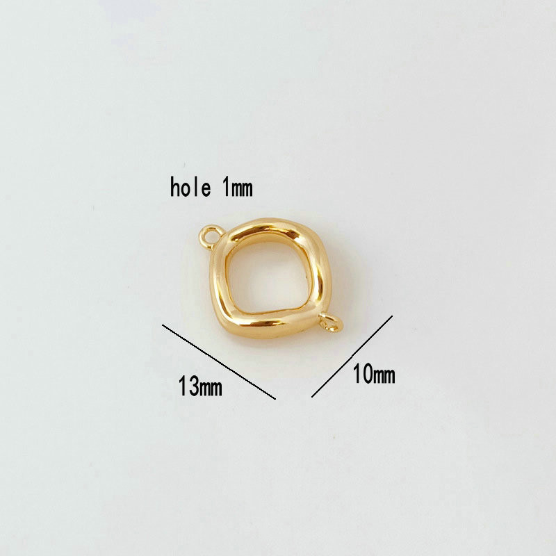 8,5 mm 10 mm 12 mm 14 k arany színű sárgaréz 2 lyuk négyzetes összekötő bűbáj Fülbevaló nyaklánc barkács ékszer leletek Kiegészítők