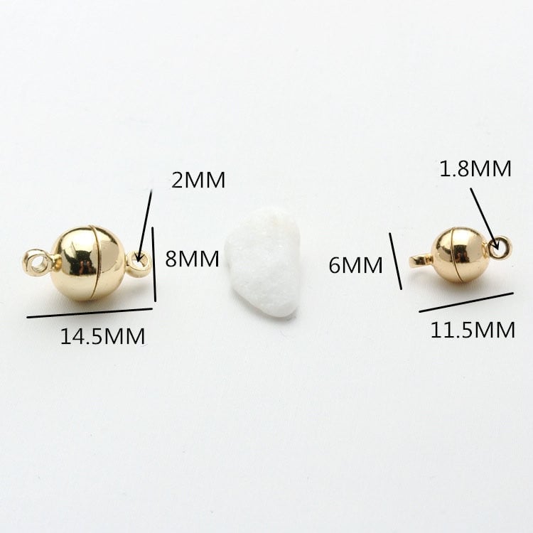 6*11MM 8*14MM 14K arannyal bevont sárgaréz mágneses karkötő-kapcsos gyöngyök Kiváló minőségű barkács ékszerekhez.