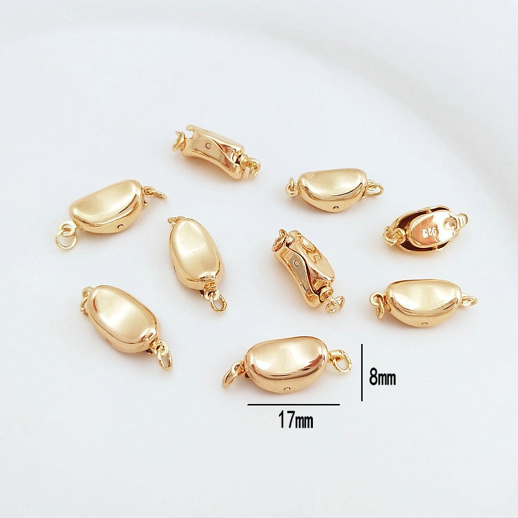 17*8MM 14K arany színű sárgaréz nyaklánc Connect Clasp Ékszer készítési kellékek Barkácslelet kiegészítők