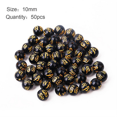 50/100kom 8mm-14mm Buddha šarm perle crne boje s rezbarenim zlatnim zmajem kineska Pixiu narukvica DIY perle za izradu nakita