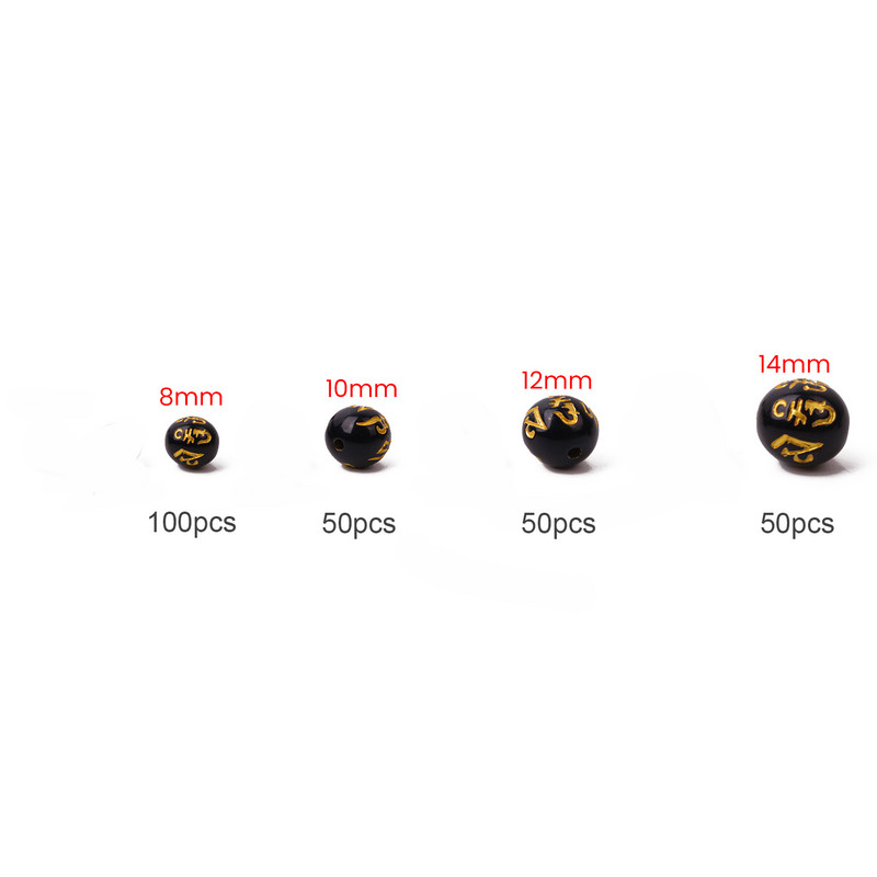 50/100kom 8mm-14mm Buddha šarm perle crne boje s rezbarenim zlatnim zmajem kineska Pixiu narukvica DIY perle za izradu nakita