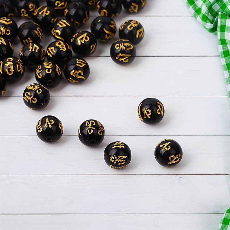 50/100kom 8mm-14mm Buddha šarm perle crne boje s rezbarenim zlatnim zmajem kineska Pixiu narukvica DIY perle za izradu nakita