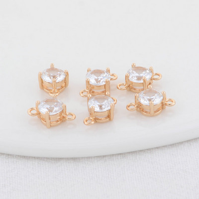 14K aukso spalvos žalvario ir stiklo deimantų apvalios formos pakabukai 2 skylučių pakabukai papuošalų gamybos reikmenys pasidaryk pats.