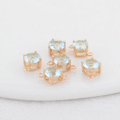 14K aukso spalvos žalvario ir stiklo deimantų apvalios formos pakabukai 2 skylučių pakabukai papuošalų gamybos reikmenys pasidaryk pats.