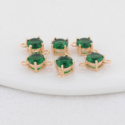 14K aukso spalvos žalvario ir stiklo deimantų apvalios formos pakabukai 2 skylučių pakabukai papuošalų gamybos reikmenys pasidaryk pats.