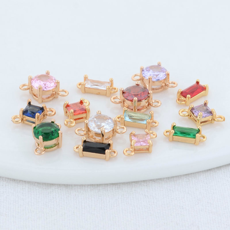 14K aukso spalvos žalvario ir stiklo deimantų apvalios formos pakabukai 2 skylučių pakabukai papuošalų gamybos reikmenys pasidaryk pats.