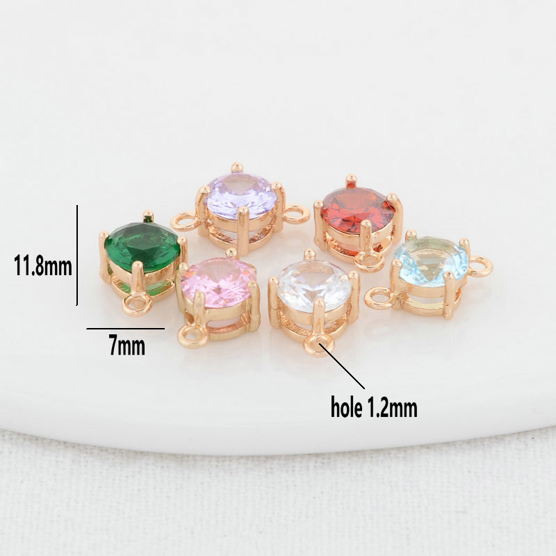 14K aukso spalvos žalvario ir stiklo deimantų apvalios formos pakabukai 2 skylučių pakabukai papuošalų gamybos reikmenys pasidaryk pats.