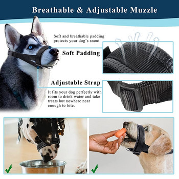 Мека найлонова кучешка муцуна Anti Barking Training Pet Mouth Mask Колан за малки големи кучета Предпазва от ухапване, Регулируема примка