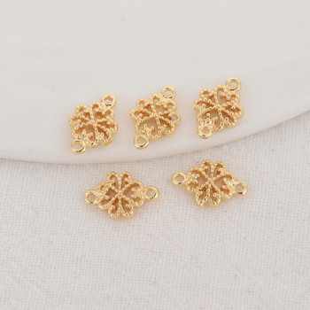 8*12MM 14K златен цвят месинг 2 дупки Flowers Connect Charms Обеци Направи си сам бижута Аксесоари