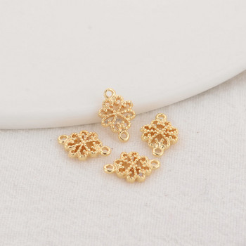 8*12MM 14K златен цвят месинг 2 дупки Flowers Connect Charms Обеци Направи си сам бижута Аксесоари