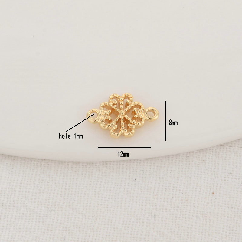 8 * 12 mm 14K aukso spalvos žalvaris, 2 skylės, gėlės, sujungti, auskarai, papuošalai, radiniai, priedai