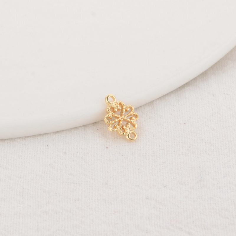 8 * 12 mm 14K aukso spalvos žalvaris, 2 skylės, gėlės, sujungti, auskarai, papuošalai, radiniai, priedai