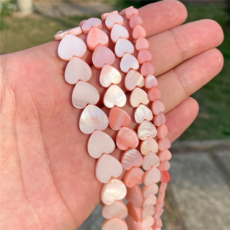 Natūralūs rožiniai perlamutriniai karoliukai širdies žvaigždės apvalūs dažyti kriauklių karoliukai, gėlavandeniai karoliukai, skirti papuošalams gaminti „pasidaryk pats“ 15 colių