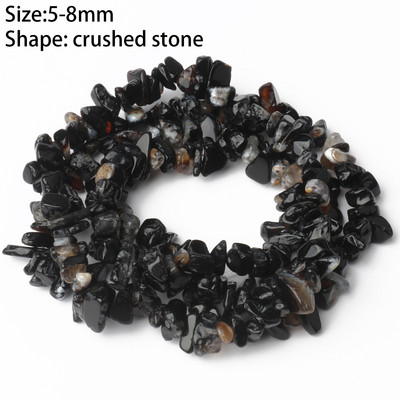 Natūralaus akmens juodo agato karoliukai, netaisyklingi vandens lašai, apvalūs, laisvi onikso karoliukai papuošalams gaminti „pasidaryk pats“ apyrankės karoliai 15 colių / sruogos