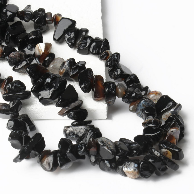Natūralaus akmens juodo agato karoliukai, netaisyklingi vandens lašai, apvalūs, laisvi onikso karoliukai papuošalams gaminti „pasidaryk pats“ apyrankės karoliai 15 colių / sruogos