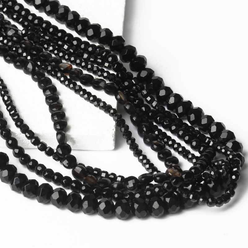 Natūralaus akmens juodo agato karoliukai, netaisyklingi vandens lašai, apvalūs, laisvi onikso karoliukai papuošalams gaminti „pasidaryk pats“ apyrankės karoliai 15 colių / sruogos