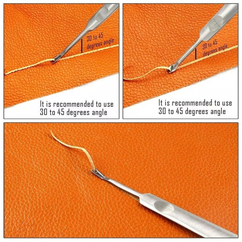 Leather Groover lyukasztó szerszám U+V formájú bőr varrás kihúzó szerszámkészlet Leathercraft lyukasztó élvágó szerszámkészlet