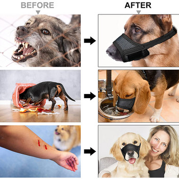 Benepaw Мека найлонова мрежеста муцуна за кучета Дишаща отразяваща капачка за устата на домашни любимци за малки, средни големи кучета Предотвратява ухапването и лаенето
