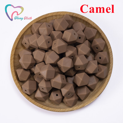 Teeny Teeth 10 PCS 14-17 MM Camel Бебешки мъниста Аксесоари Силиконови шестоъгълни мъниста Бебешки бижута Геометрични мъниста за кърмене