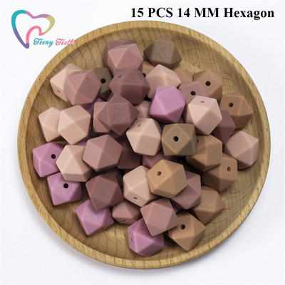 Maži dantukai 10 vnt 14-17 mm kupranugarių kūdikių karoliukai priedai Silikono šešiakampiai karoliukai kūdikių papuošalai slaugos geometriniai karoliukai