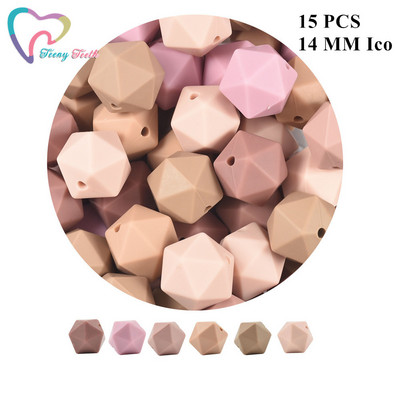 Maži dantukai 10 vnt 14-17 mm kupranugarių kūdikių karoliukai priedai Silikono šešiakampiai karoliukai kūdikių papuošalai slaugos geometriniai karoliukai